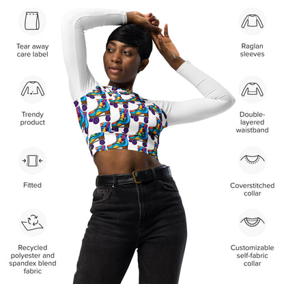 Recycled long-sleeve crop top