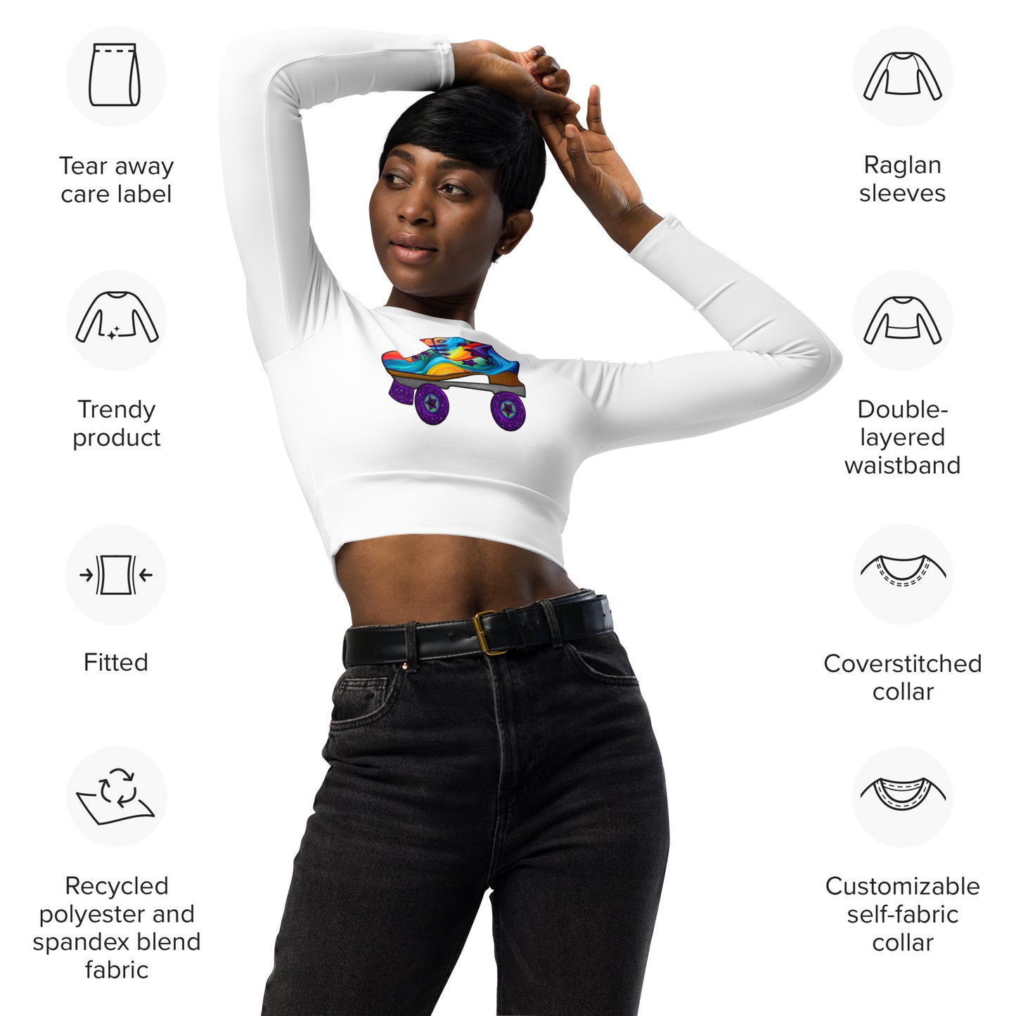 Recycled long-sleeve crop top