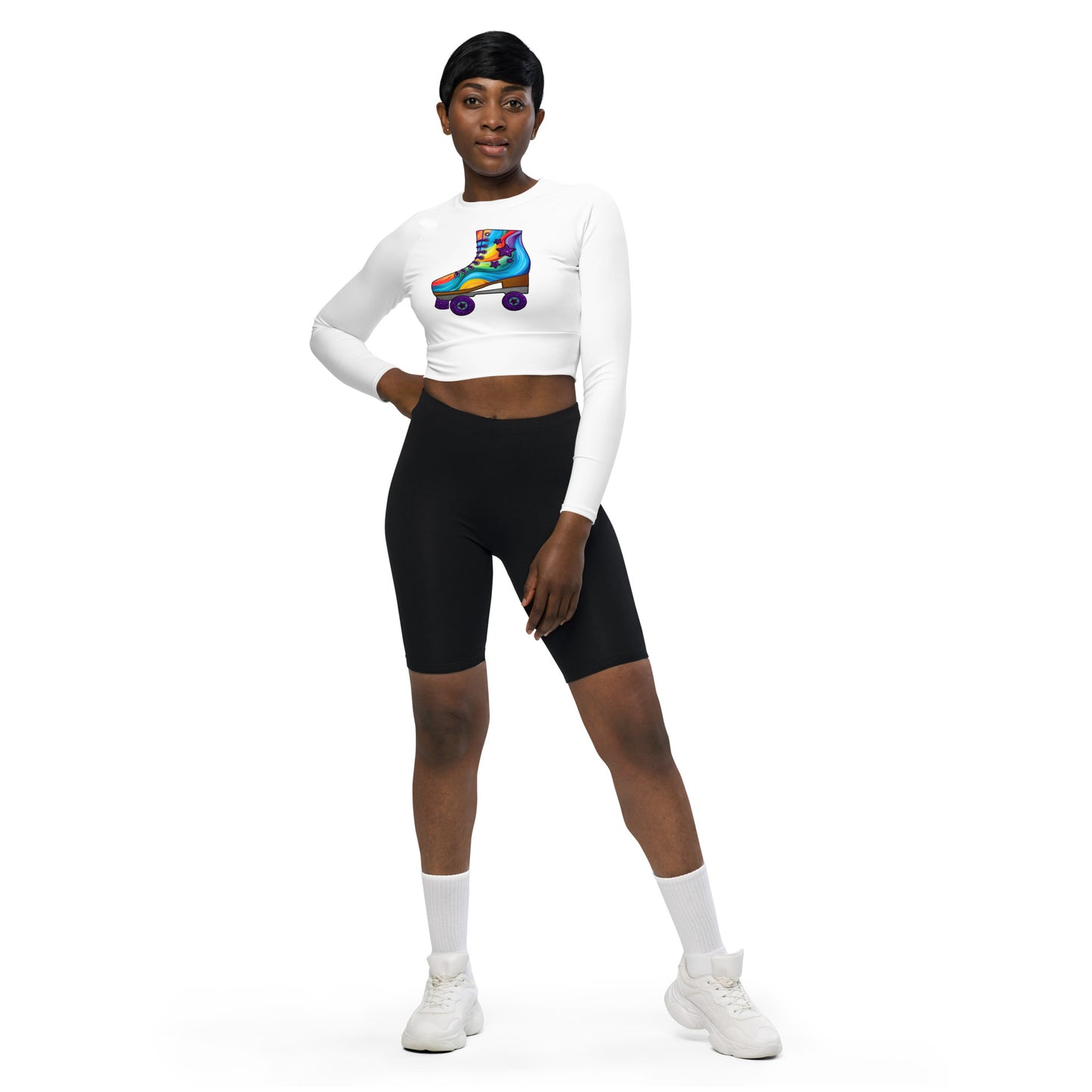 Recycled long-sleeve crop top